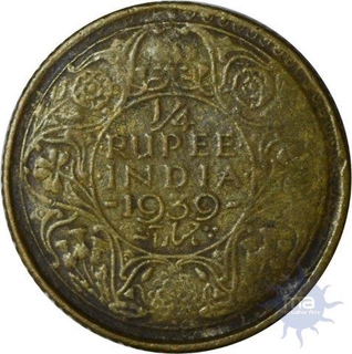 Copper Bronze Quarter Rupee of King George VI of Bombay Mint of 1939.