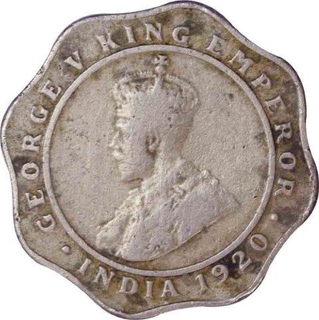 Cupro Nickle Four Annas of King George V of Calcutta Mint of 1920.