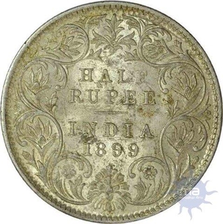 Silver Half Rupee of Victoria Empress of Bombay Mint of 1899.