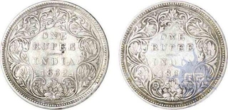 Silver One Rupee  of Victoria Queen of Bombay mint of 1862.