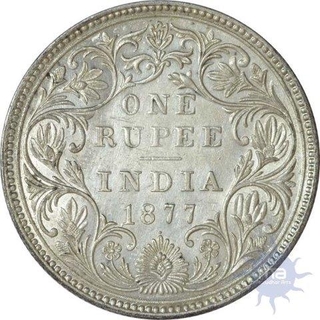 Silver Rupee of Victoria Empress of Bombay Mint of the year 1877.