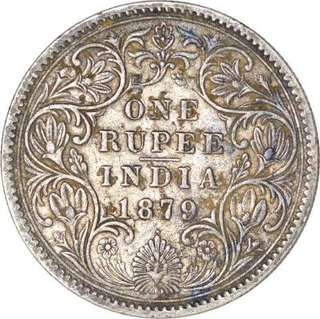 Silver One Rupee of Victoria Empress of Bombay Mint of 1879.