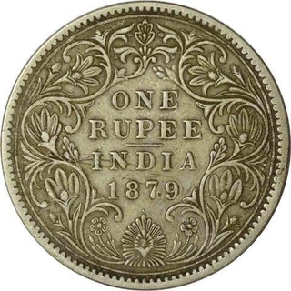 Silver Rupee of Victoria Empress of Bombay Mint of 1879.