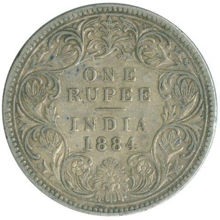 Silver Rupee of Victoria Empress of Bombay Mint of the year 1884.