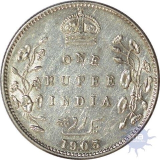 Silver One Rupee of King Edward VII  of Calcutta Mint of 1903.