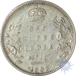 Silver One Rupee of King Edward VII  of Calcutta Mint of 1903.