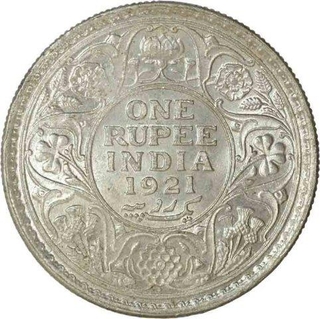 Silver One Rupee of King George V of Bombay Mint of 1921.