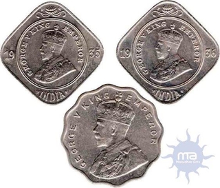 Cupro-nickel 1 anna & 2 annas of King George V of bombay mint.