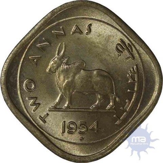 2 Annas Coin of India of 1954.