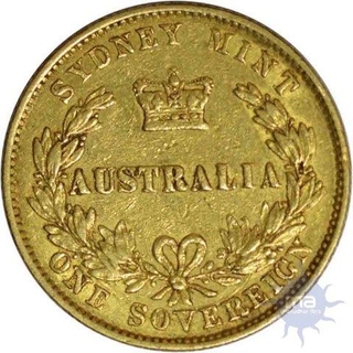 One Sovereign 1866 of Australia of Queen Victiria.