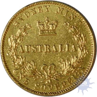 One Sovereign 1870 of Australia of Queen Victiria.