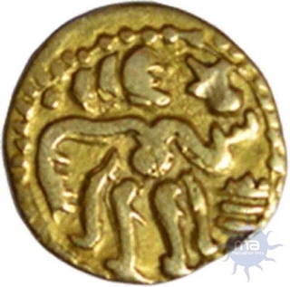 Gold 1/8 Kahavanu of Chola Empire of Raja Raja Chola of 985-1014 AD.