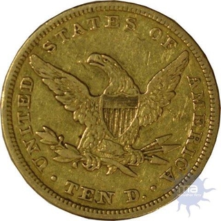 Gold 10 dollars of united states of America of 1845.