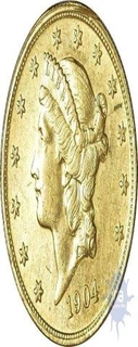 Gold Twenty Dollars of United States of America of the year 1904.