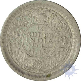 Silver Quater rupee of King George VI of Bombay Mint of 1944.