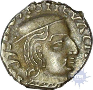 Silver Drachma of Western Kshatrapas of Rudrasena of 200-222 AD.