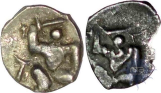 Silver  Tara of Two Coins of Harihara I of Vijayanagara Empire.