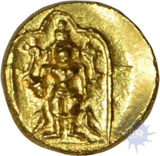 Gold Half Varha of Venkatapathiraya II of Vijayanagar Empire.