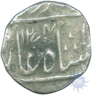 Silver Half Rupee of Afzal-ud-Daula of Haridarabad farkhanda bunyad in the name of Bahadur Shah.