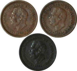 Copper One Eighth Tanga Coins of Goa of Portuguese India.