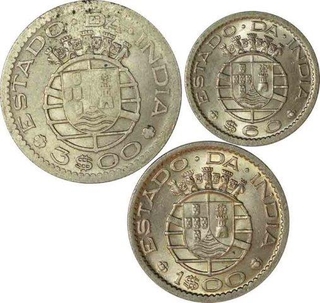 Copper Nickel of Three Different Denominations of Goa of India Portuguese.