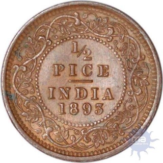 Copper Half Pice of Victoria Empress of Calcutta Mint of 1893.