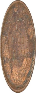 Copper Half Pice of Victoria Empress of Calcutta Mint of 1895.