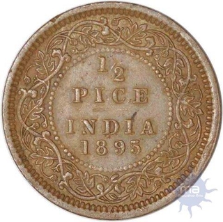 Copper Half Pice of Victoria Empress of Calcutta Mint of 1895.