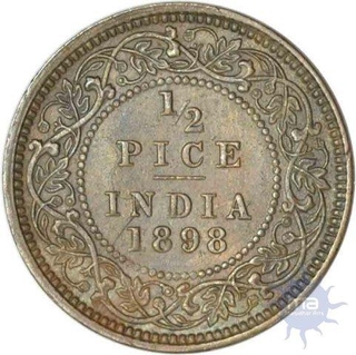 Copper Half Pice of Victoria Empress of Calcutta Mint of 1898.