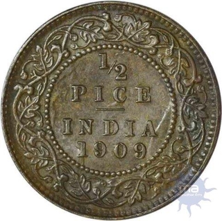 Bronze Half Pice of King Edward VII of Calcutta Mint of 1909.