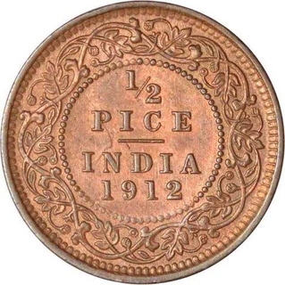 Bronze half pice of King George V of Calcutta Mint of 1912.