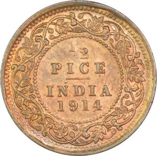 Bronze Half Pice of King George V of Calcutta Mint of 1914.