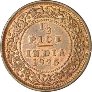 Bronze Half Pice of King George V of Calcutta Mint of 1925. 