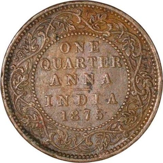 Copper One Quarter Anna of Victoria Queen of Bombay Mint of 1875.