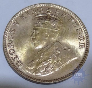 Bronze One Quarter Anna of King George V of Bombay Mint of 1924.