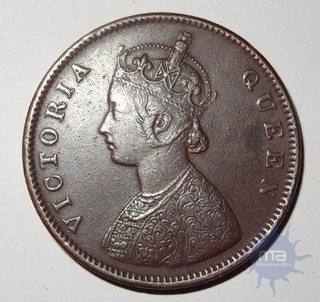 Copper Half Anna of Victoria Queen of Madras Mint of 1862.