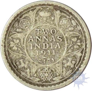 Silver Two Annas of King George V of Calcutta Mint of  1911.