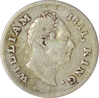 Silver Quarter Rupee of King William IIII of Calcutta Mint of 1835.