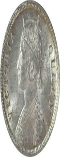 Silver Quarter Rupee of  Victoria Queen of Calcutta Mint of 1862.