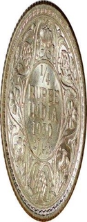 Silver Quarter Rupee of King George V of Bombay Mint of 1930.