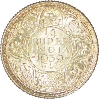 Silver Quarter Rupee of King George VI of Bombay Mint of 1940.