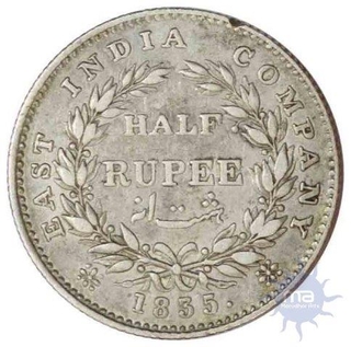 Silver Half Rupee of King  William  IIII of Calcutta Mint of 1835.