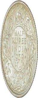 Silver Half Rupee of King George VI of Calcutta Mint of 1939.