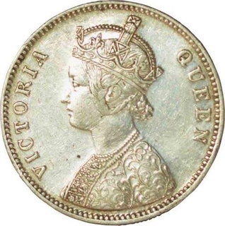 Silver Rupee of Victoria Queen of Bombay Mint of 1862.