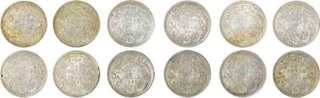 Lot of Twelve Silver Rupee of Victoria Queen of Calcutta and Bombay Mint of 1862.