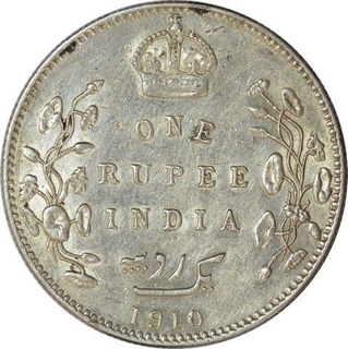 Silver One Rupee of King Edward VII  of Calcutta Mint of 1910.