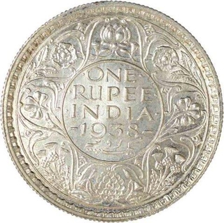 Silver Rupee of King George VI of Calcutta Mint of 1938.