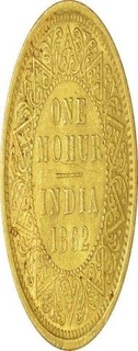 Gold Mohur of Victoria Queen of Calcutta Mint of 1862.