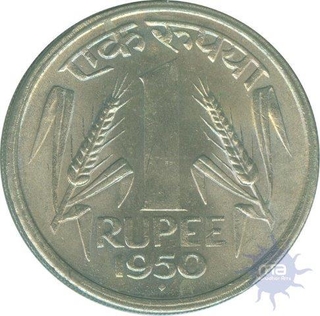 Cupro Nickel  One Rupee of Bombay Mint of the year 1950.