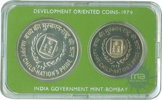 Silver Set of Two coins of Fifty and Ten Rupees of Bombay Mint.